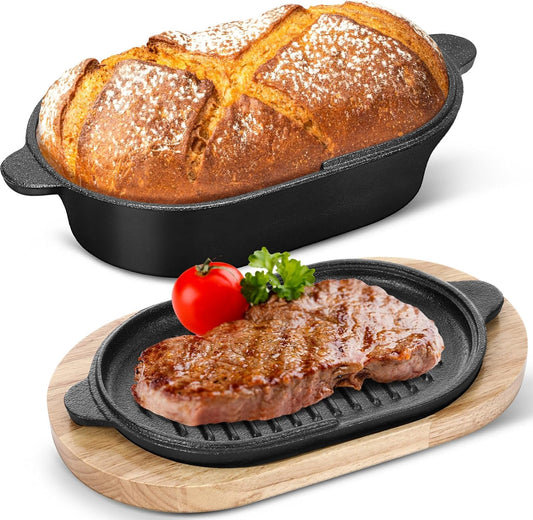 Teenyyou 2-in-1 Pre-Seasoned Cast Iron Bread Loaf Pan Set with Lid: Dutch Oven Pot and Cooking Pan for Homemade Sourdough Bread