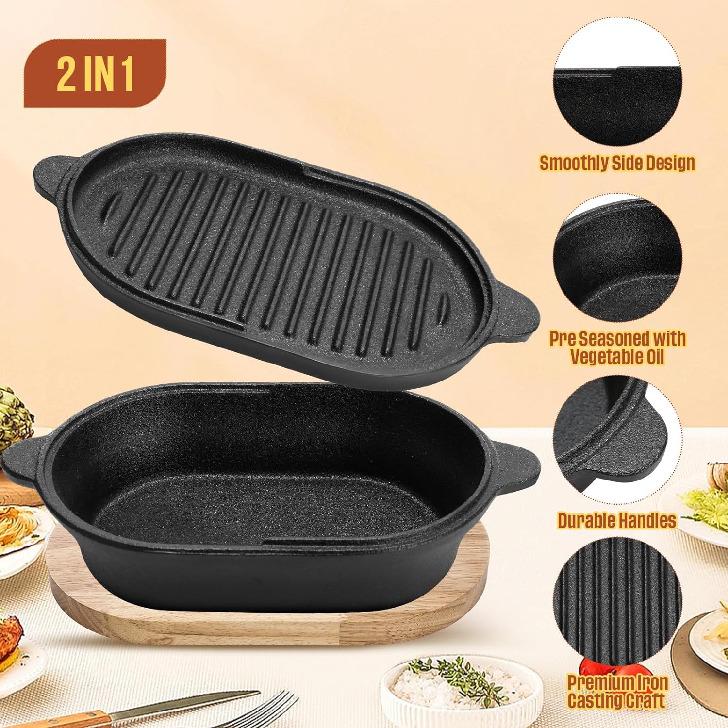 Teenyyou 2-in-1 Pre-Seasoned Cast Iron Bread Loaf Pan Set with Lid: Dutch Oven Pot and Cooking Pan for Homemade Sourdough Bread