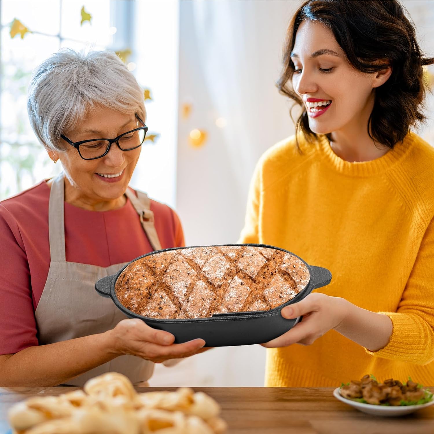 Teenyyou 2-in-1 Pre-Seasoned Cast Iron Bread Loaf Pan Set with Lid: Dutch Oven Pot and Cooking Pan for Homemade Sourdough Bread