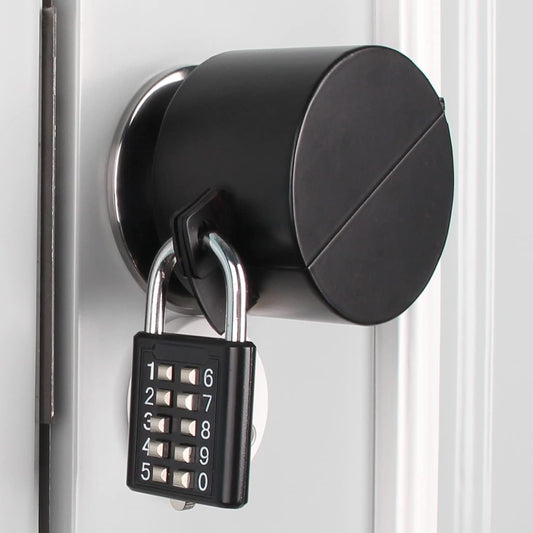 TEMEILI Door Knob Lock Cover - No Drilling Required, Childproof & Dementia Patients, Prevents Access to Keyhole, Black with Lock
