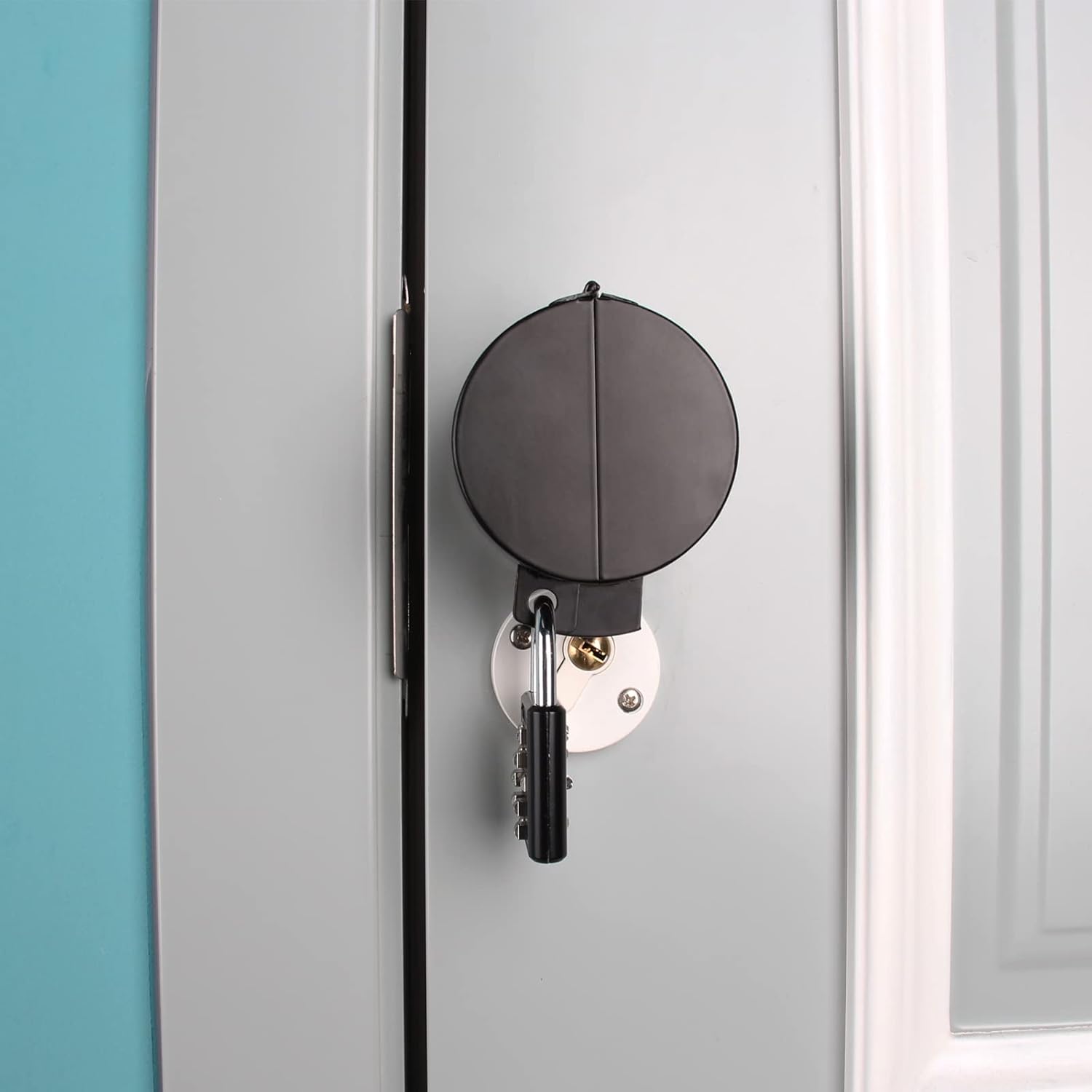 TEMEILI Door Knob Lock Cover - No Drilling Required, Childproof & Dementia Patients, Prevents Access to Keyhole, Black with Lock