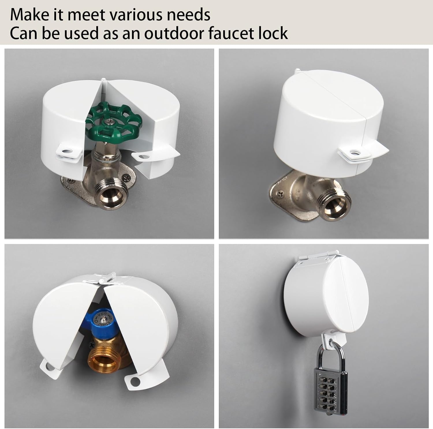 Temporary Door Lock with Round Knob Cover and Padlock - No Drill Lockout Device for Easy Use and Removal (White)