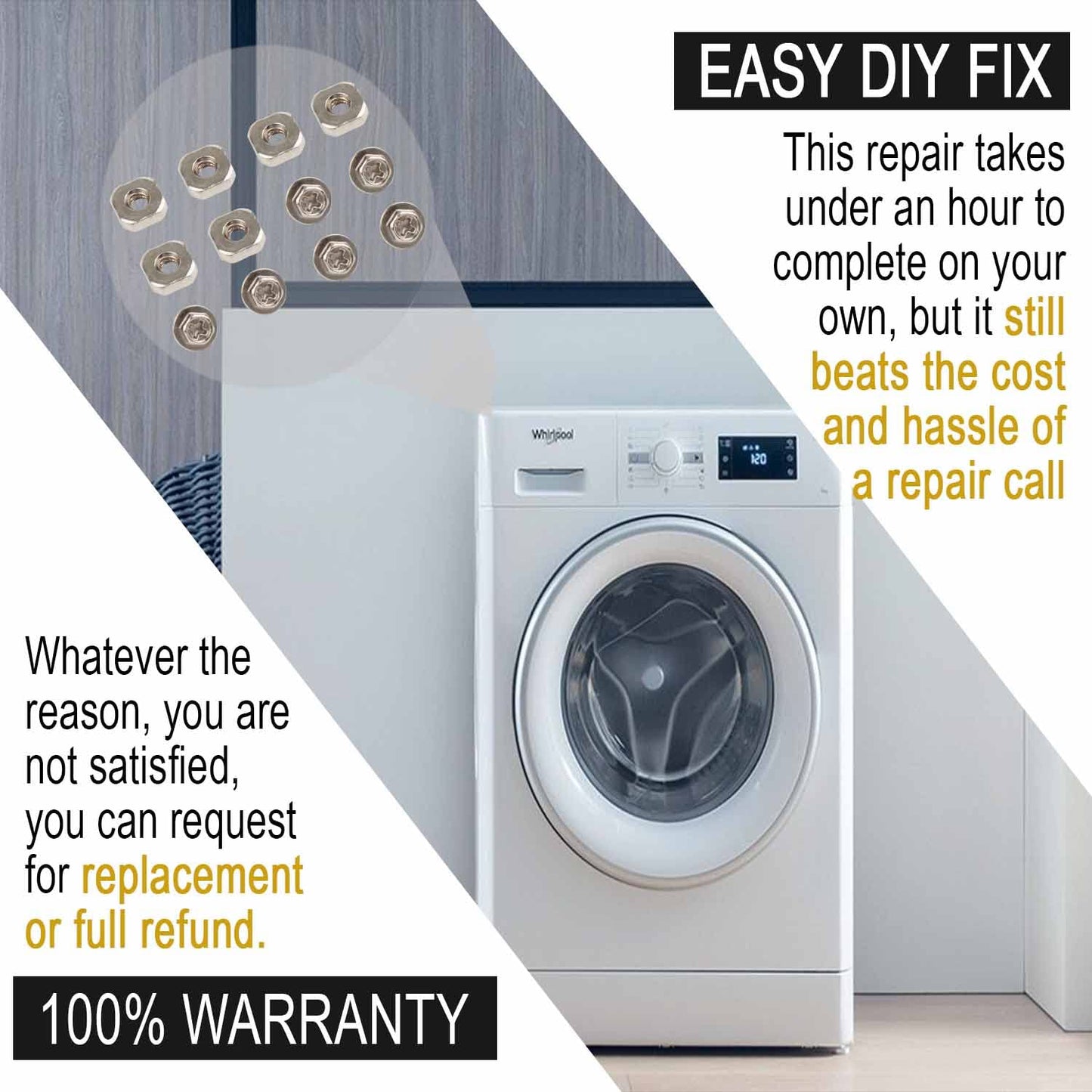 Terminal Block Screw Kit for Whirlpool Kenmore Dryers - Replaces 279393 279393D 279393VP - Pack of 6