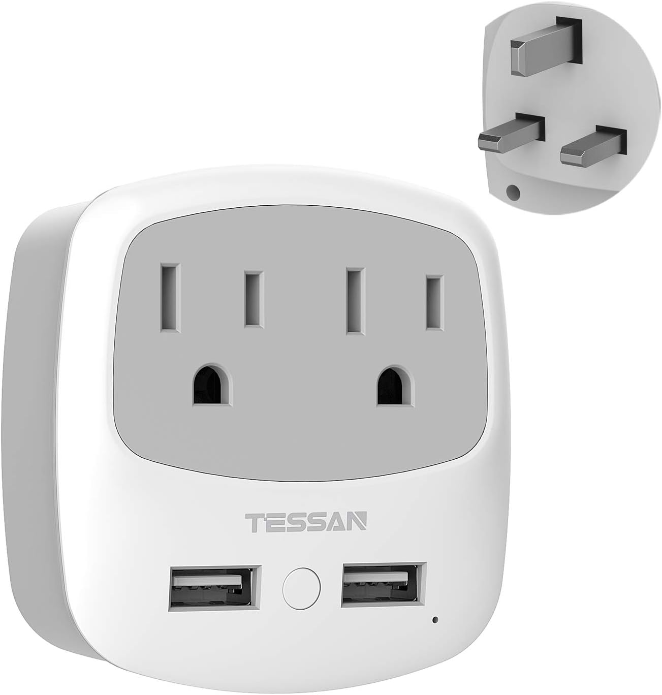 TESSAN Travel Plug Adapter with USB Charger - International Power Adaptor for American Outlets - UK EU Italy Spain France Germany Iceland Greece Israel