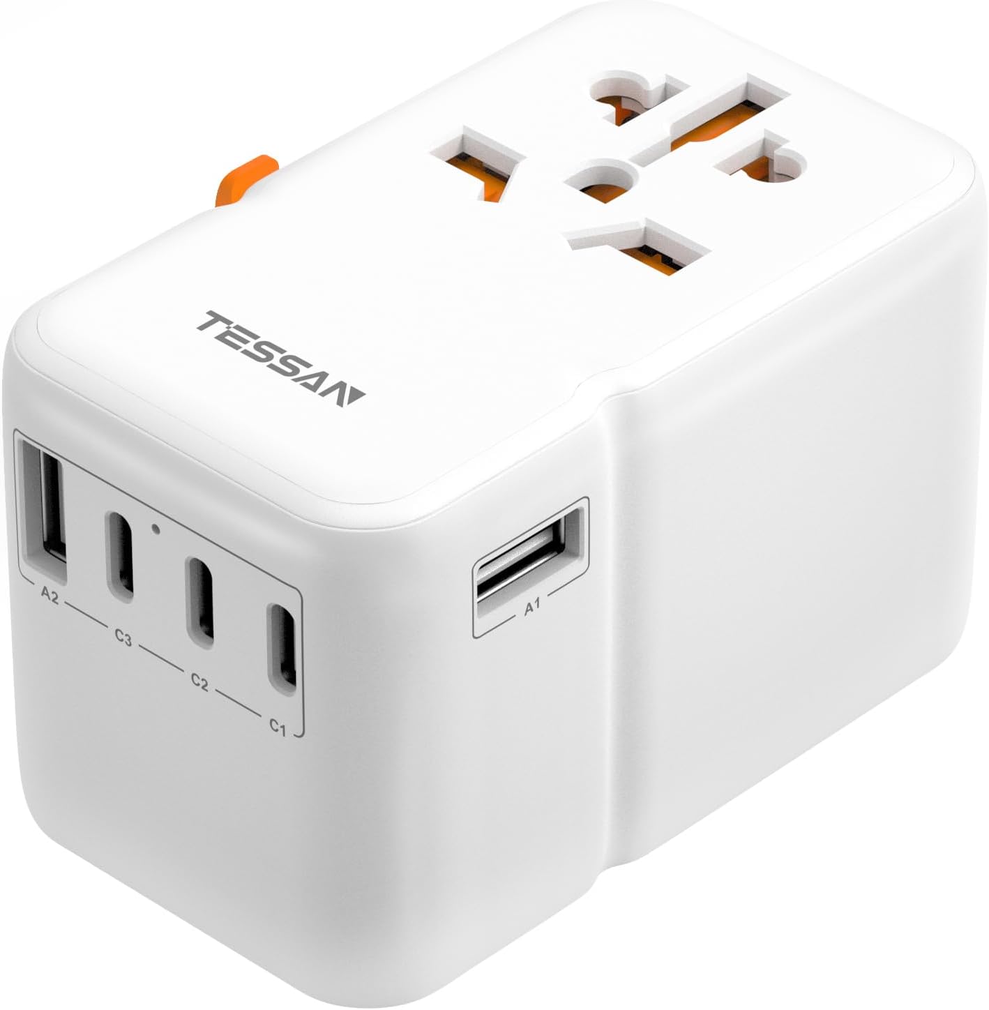 TESSAN Universal Travel Adapter with 5 USB Ports - 85W GaN International Power Adapter for US, Europe, UK, AUS, Ireland