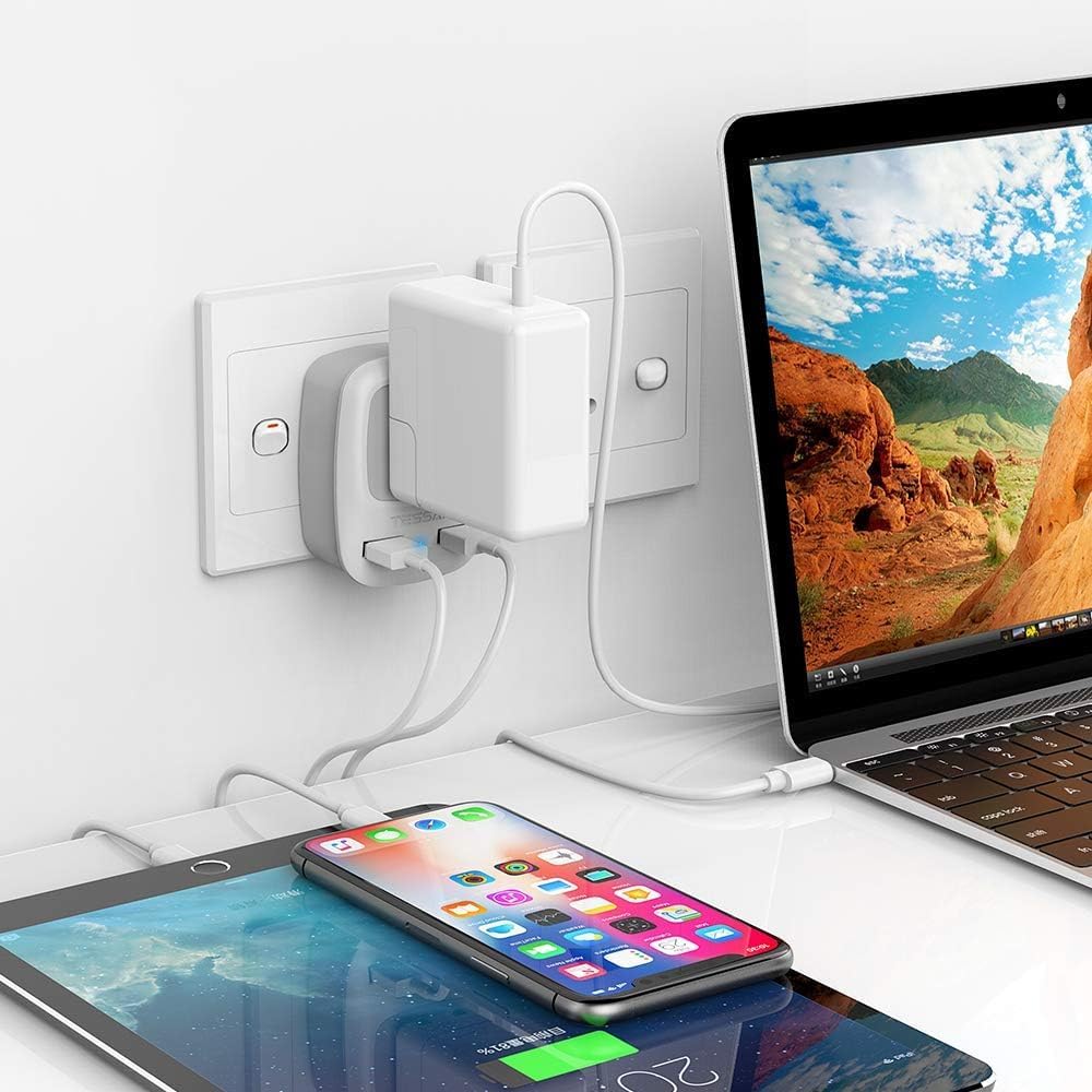 TESSAN US to India Power Adapter with 2 USB, 1 American Socket - Type D Outlet Adaptor for Bangladesh, Maldives, Nepal, Pakistan - 3 Pack