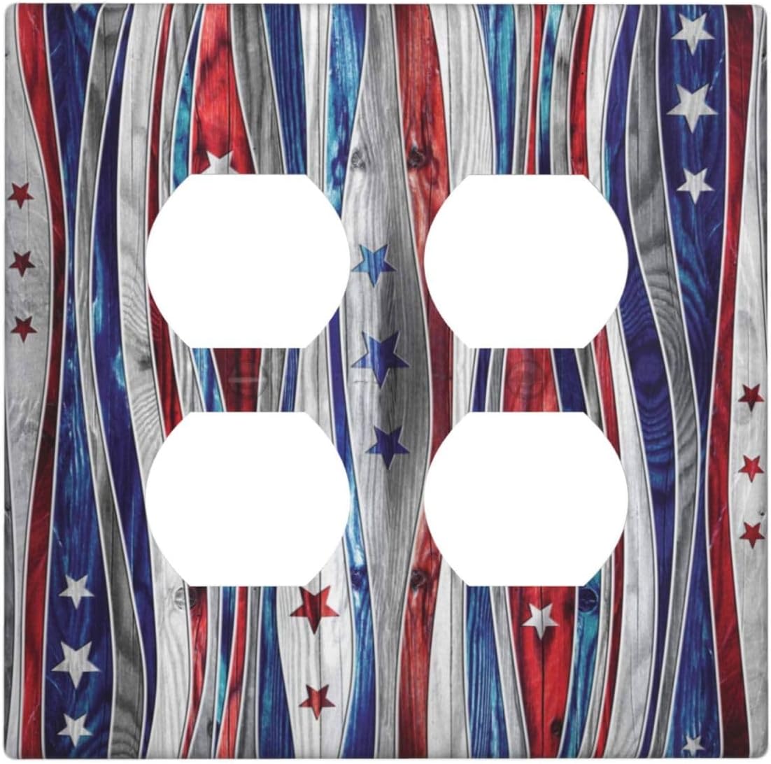 Texas Star American Flag 2 Gang 2 Duplex Combination Light Switch Plate - Country Farm Decor