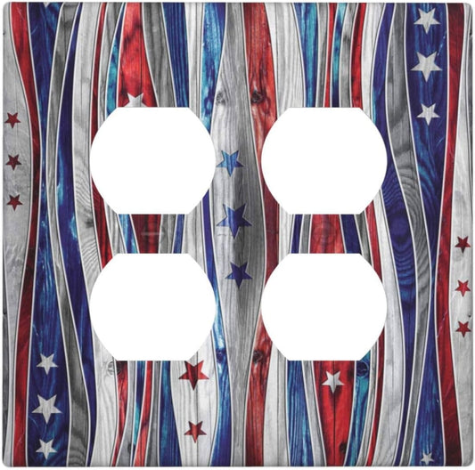 Texas Star American Flag 2 Gang 2 Duplex Combination Light Switch Plate - Country Farm Decor