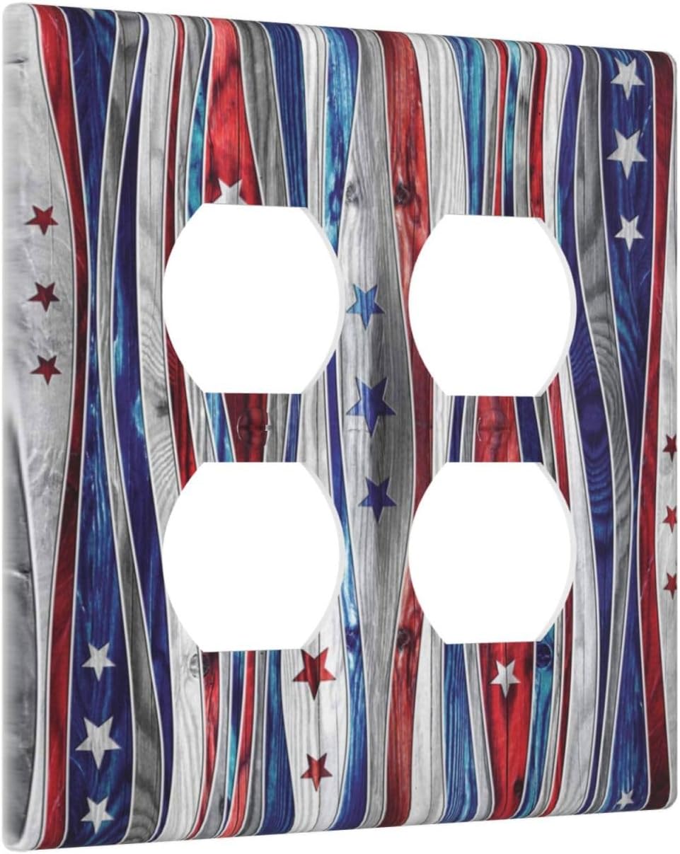 Texas Star American Flag 2 Gang 2 Duplex Combination Light Switch Plate - Country Farm Decor