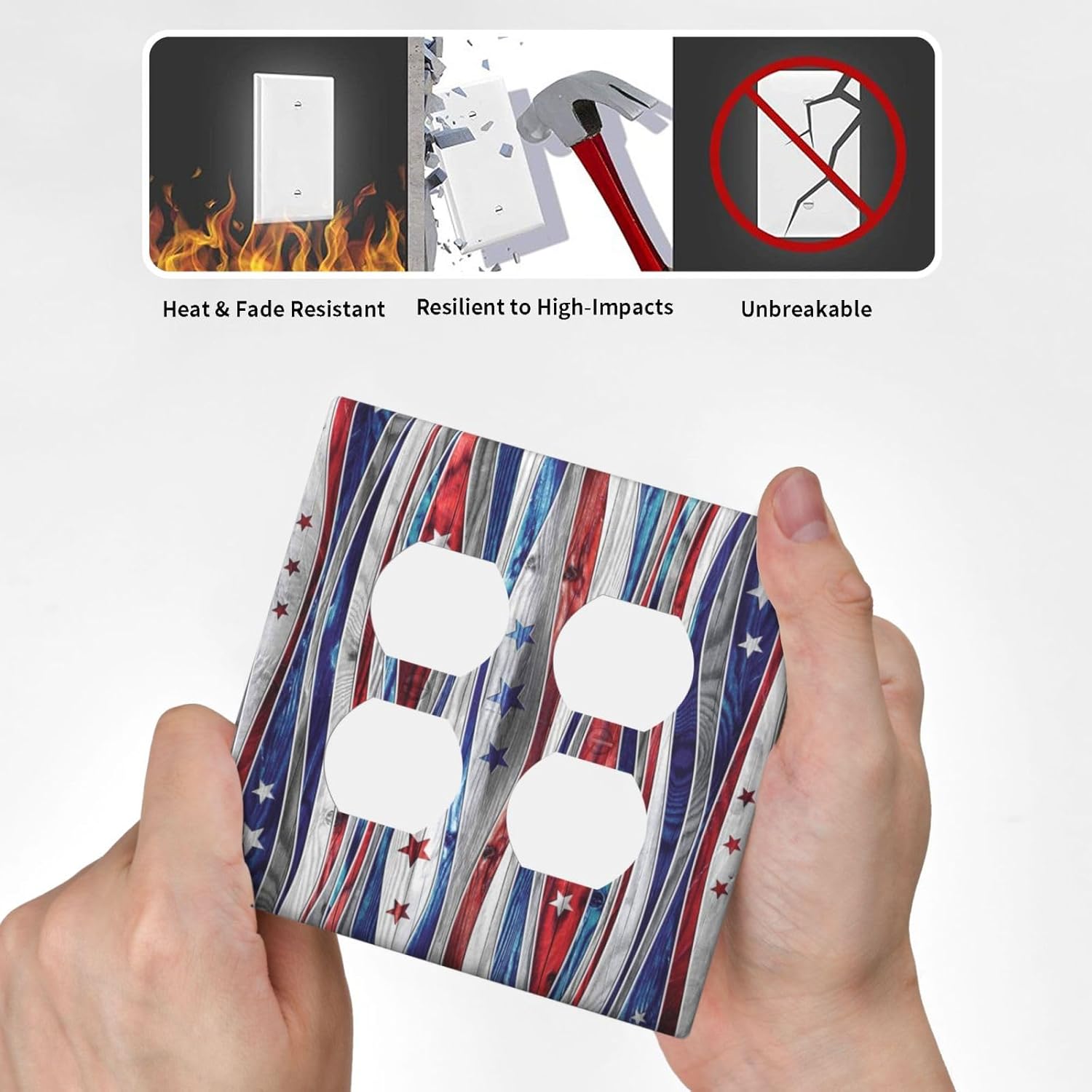 Texas Star American Flag 2 Gang 2 Duplex Combination Light Switch Plate - Country Farm Decor