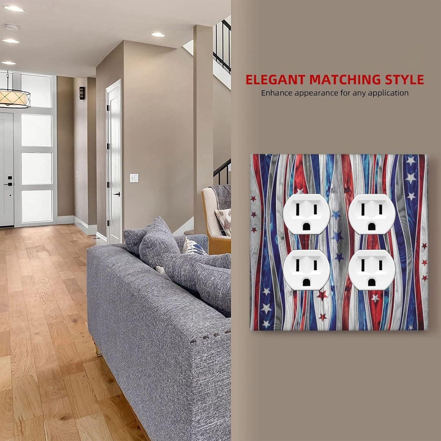 Texas Star American Flag 2 Gang 2 Duplex Combination Light Switch Plate - Country Farm Decor