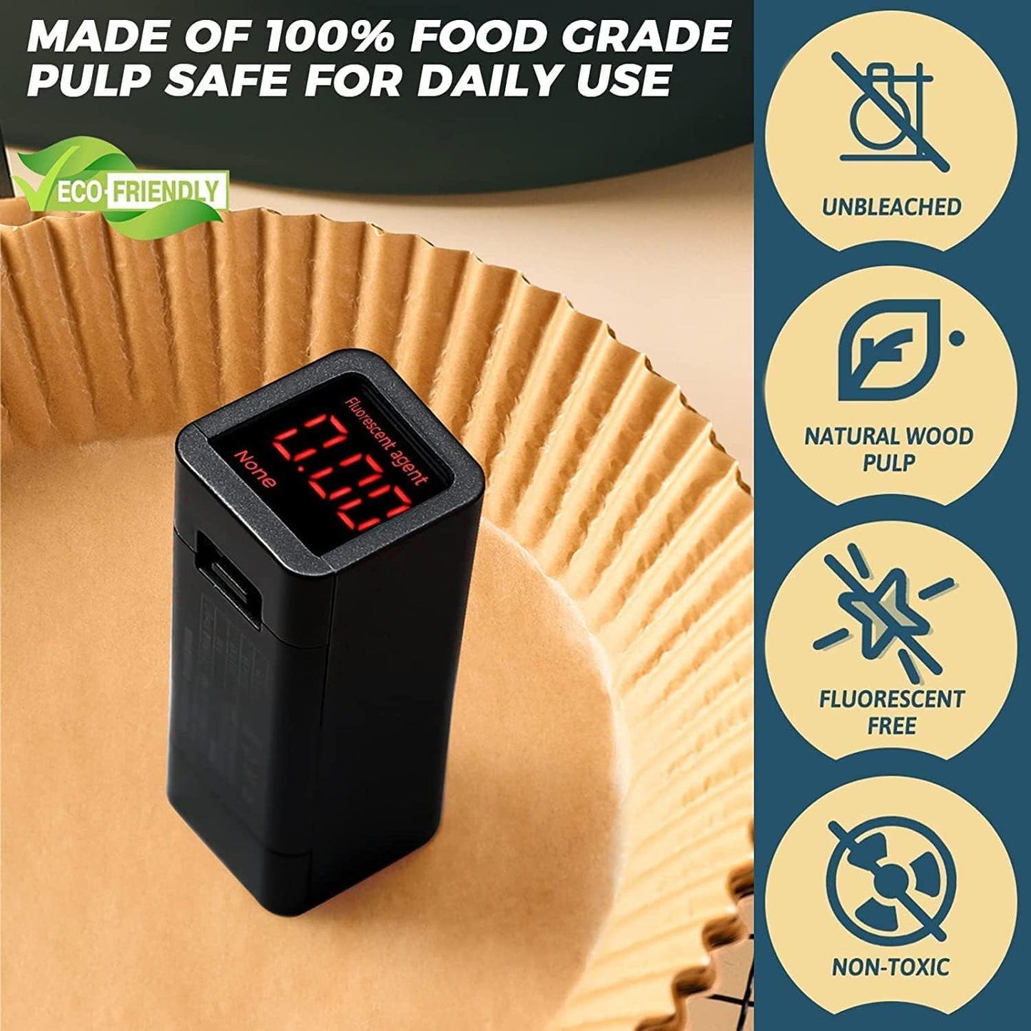 Thickened Square Air Fryer Liners 7.1 x 7.1 inch - Compatible with Ninja, Chefman, Instant Pot, Cosori - Disposable Parchment Liner - 3-5.5 Qt