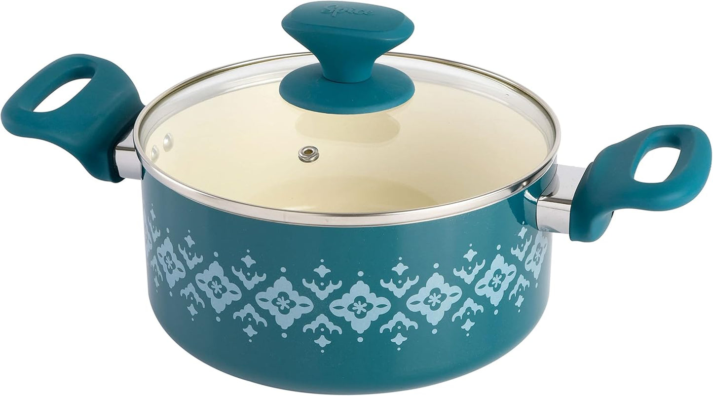Tia Mowry Spice 10-Piece Ceramic Cookware Set in Teal - Healthy Non-Stick Option