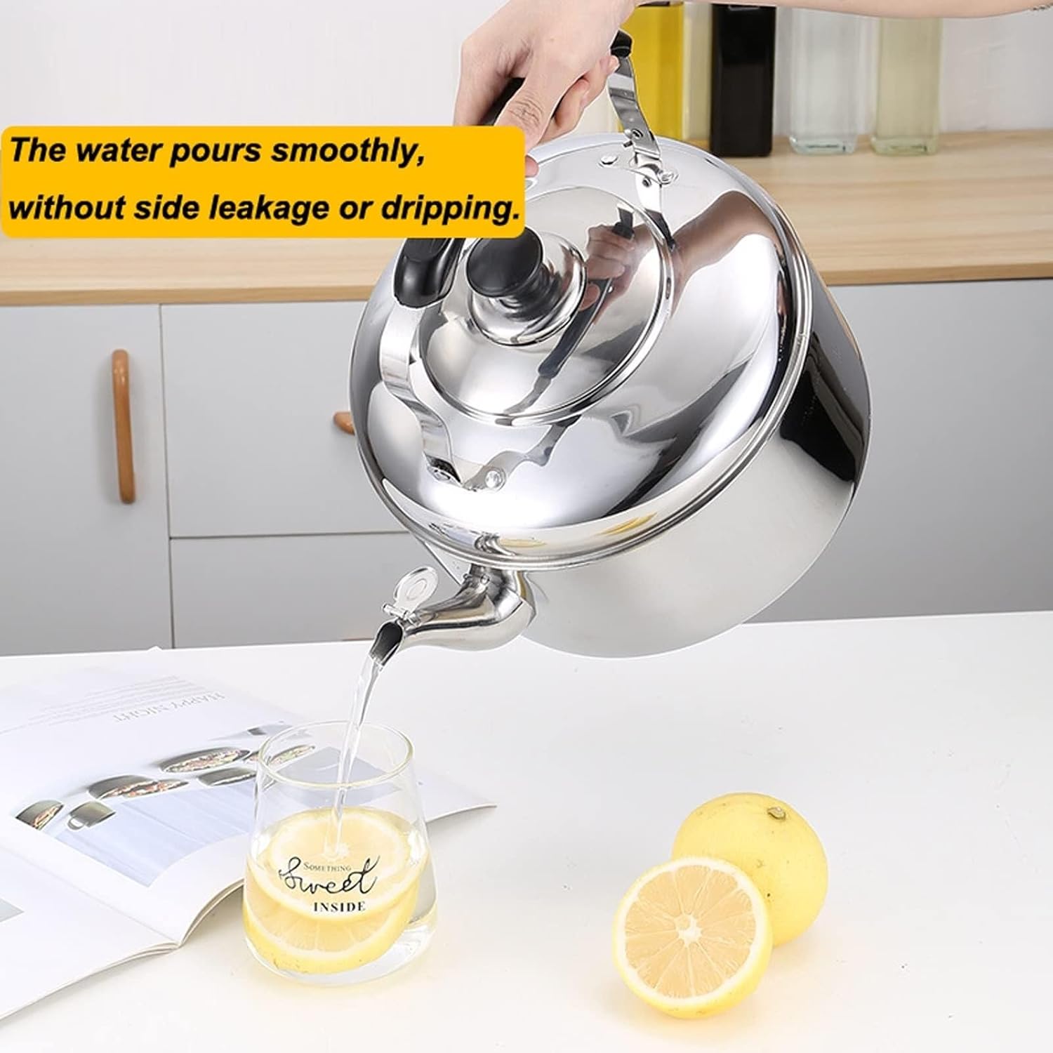 TIMOBila 304 Stainless Steel Stovetop Tea Kettle with Fast Heating Whistling Teapot - 4L Capacity for Induction, Gas, Electric, Halogen Stoves
