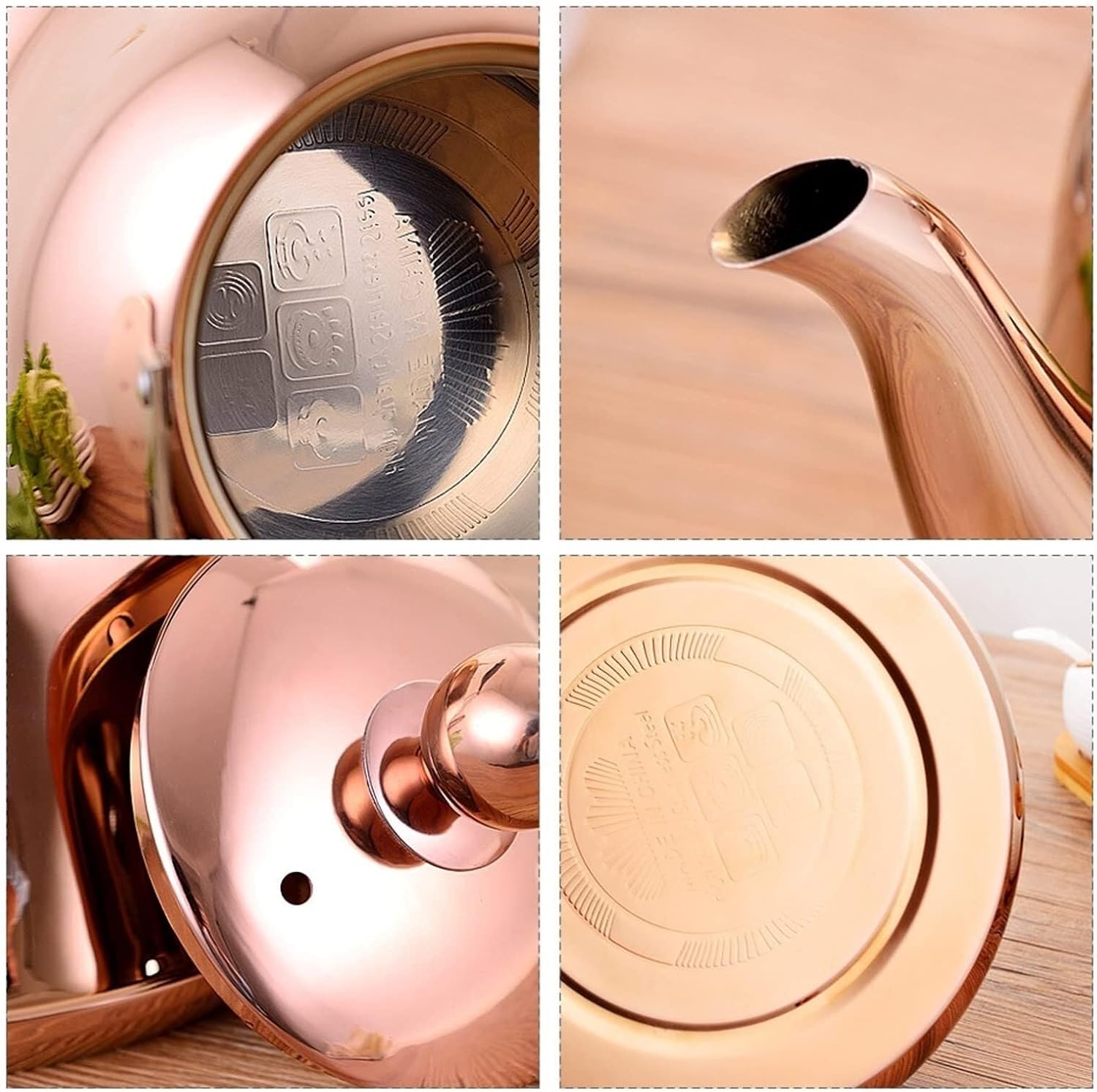 TIMOBIZZ Stainless Steel Whistling Tea Kettle - Fast Heating 2.1 to 5.3 Quart for All Stove Types - Rose Gold, 4L