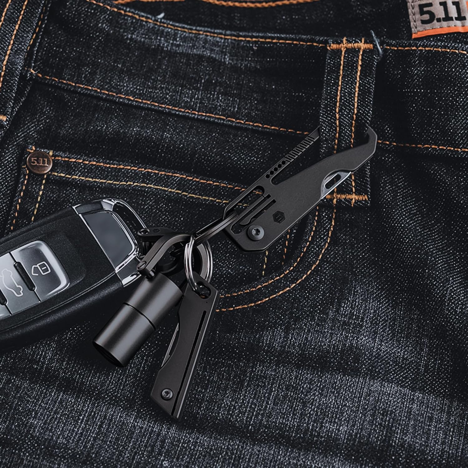 Titanium Pocket Utility Knife with Carabiner - KeyUnity KK08 EDC Folding Knife for Everyday Carry