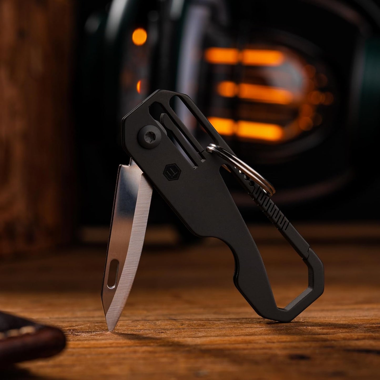 Titanium Pocket Utility Knife with Carabiner - KeyUnity KK08 EDC Folding Knife for Everyday Carry