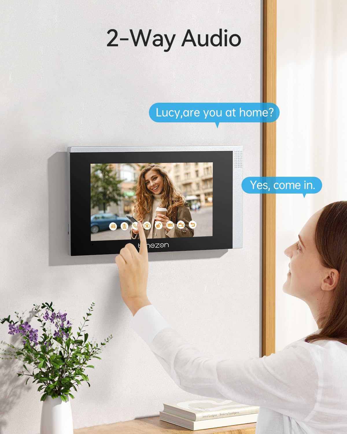 TMEZON WiFi Video Doorbell Intercom System with 7 Inch Monitor, 1080P Camera, Night Vision, Remote Unlock, Snapshot - No Fees