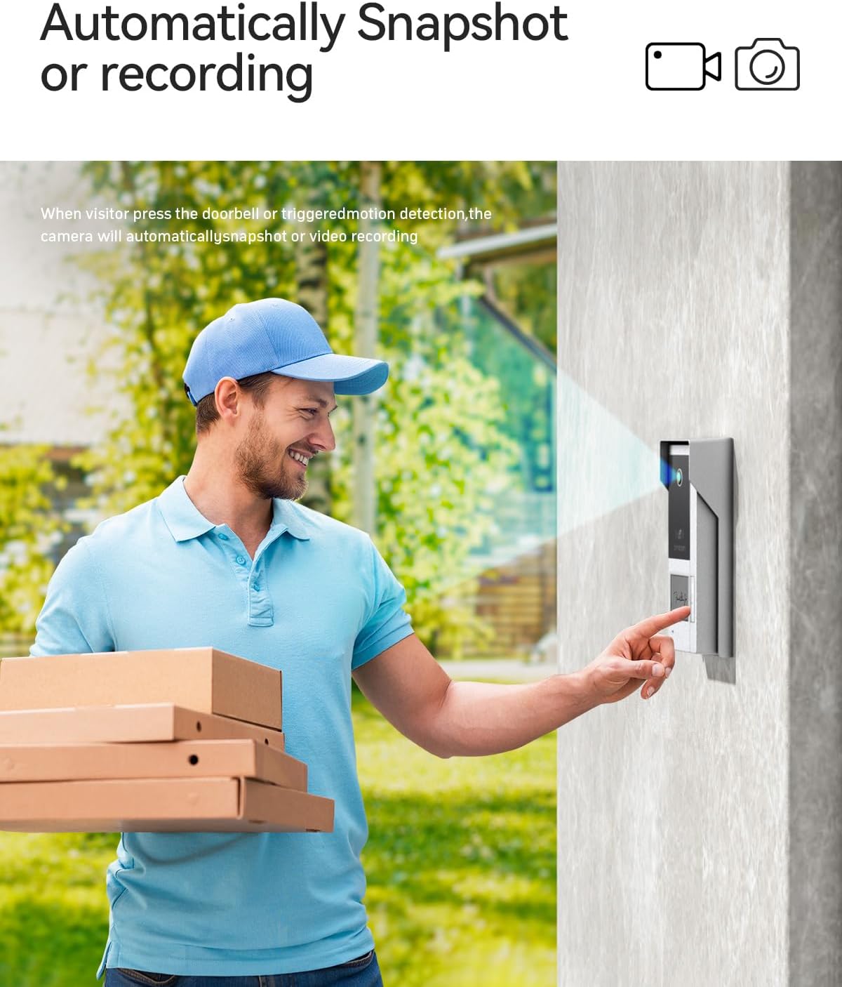 TMEZON WiFi Video Doorbell Intercom System with 7 Inch Monitor, 1080P Camera, Night Vision, Remote Unlock, Snapshot - No Fees