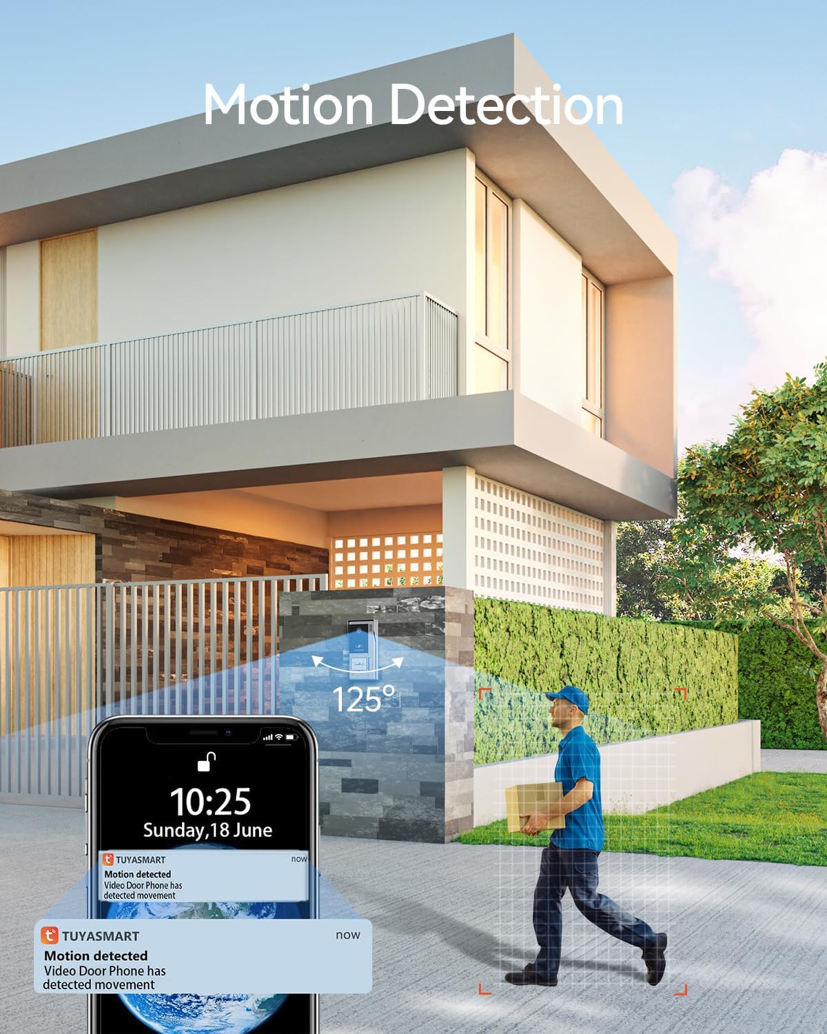 TMEZON WiFi Video Doorbell Intercom System with 7 Inch Monitor, 1080P Camera, Night Vision, Remote Unlock, Snapshot - No Fees