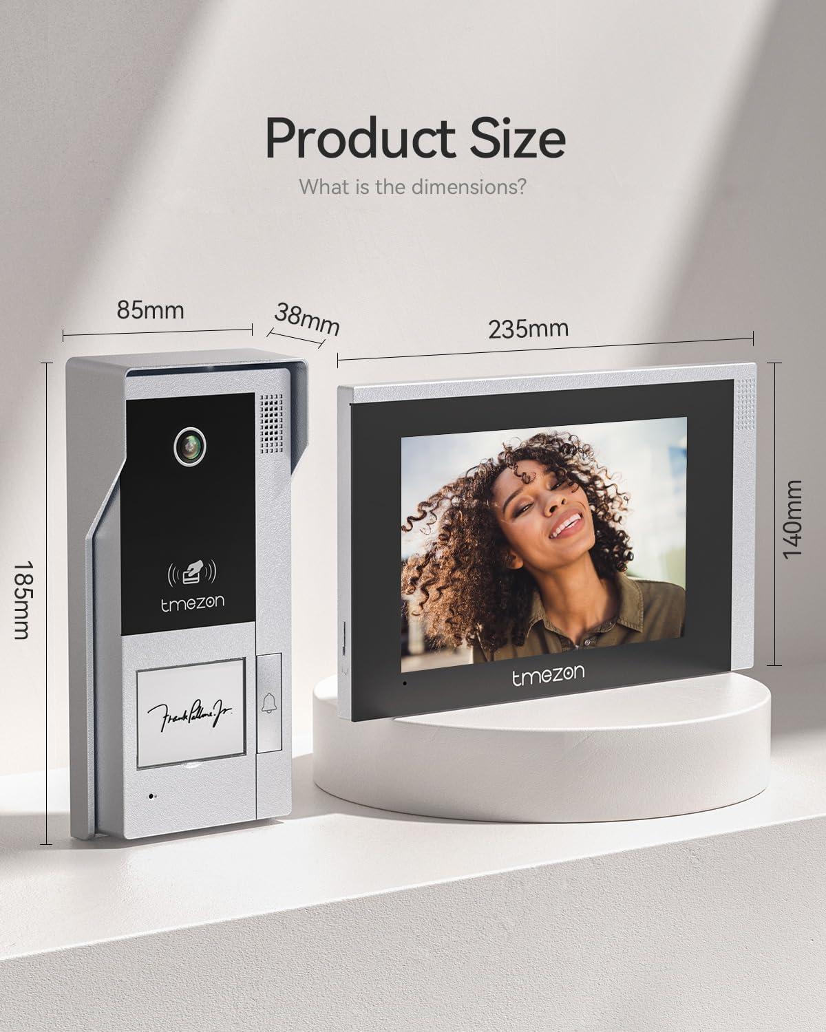 TMEZON WiFi Video Doorbell Intercom System with 7 Inch Monitor, 1080P Camera, Night Vision, Remote Unlock, Snapshot - No Fees