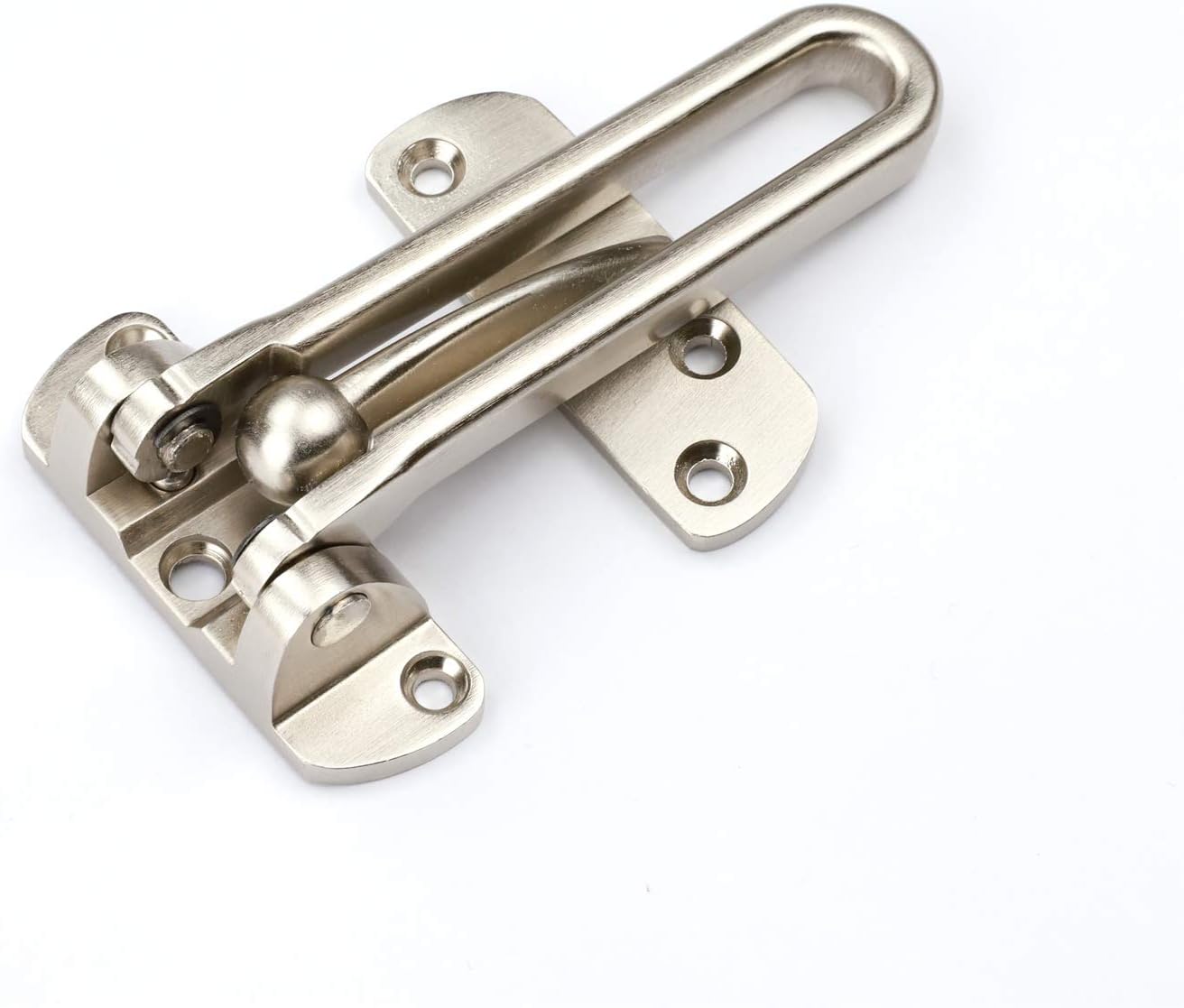 TOGU Solid Thicken Door Security Guard with Swing Bar Latches - Burglar-Proof Padlock Clasp for Home, Apartment, Hotel, Motel, Dormitory - Satin Nickel Finish