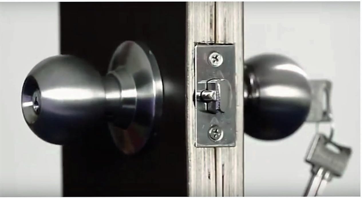 TOLEDO Double Cylinder Knob Lock Set with Bump-Pick Resistance: Keyed Alike on Both Sides for Enhanced Security - Stainless Steel with Satin Chrome Finish