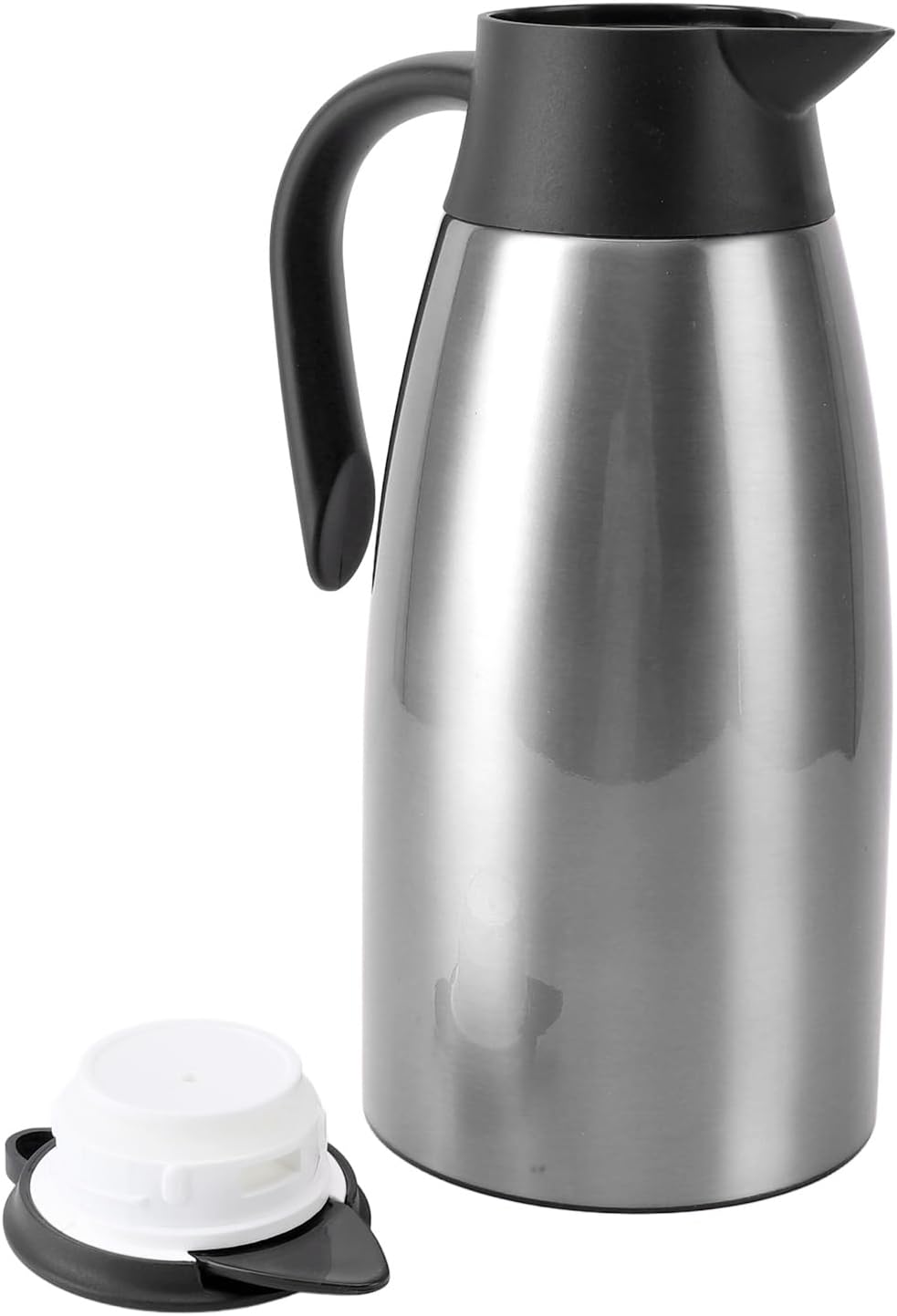 Tomotato 2L Stainless Steel Thermal Carafe - Double Walled Vacuum Insulation - 12 Hour Heat Retention - Hot Water Tea Kettle - Brushed Silver