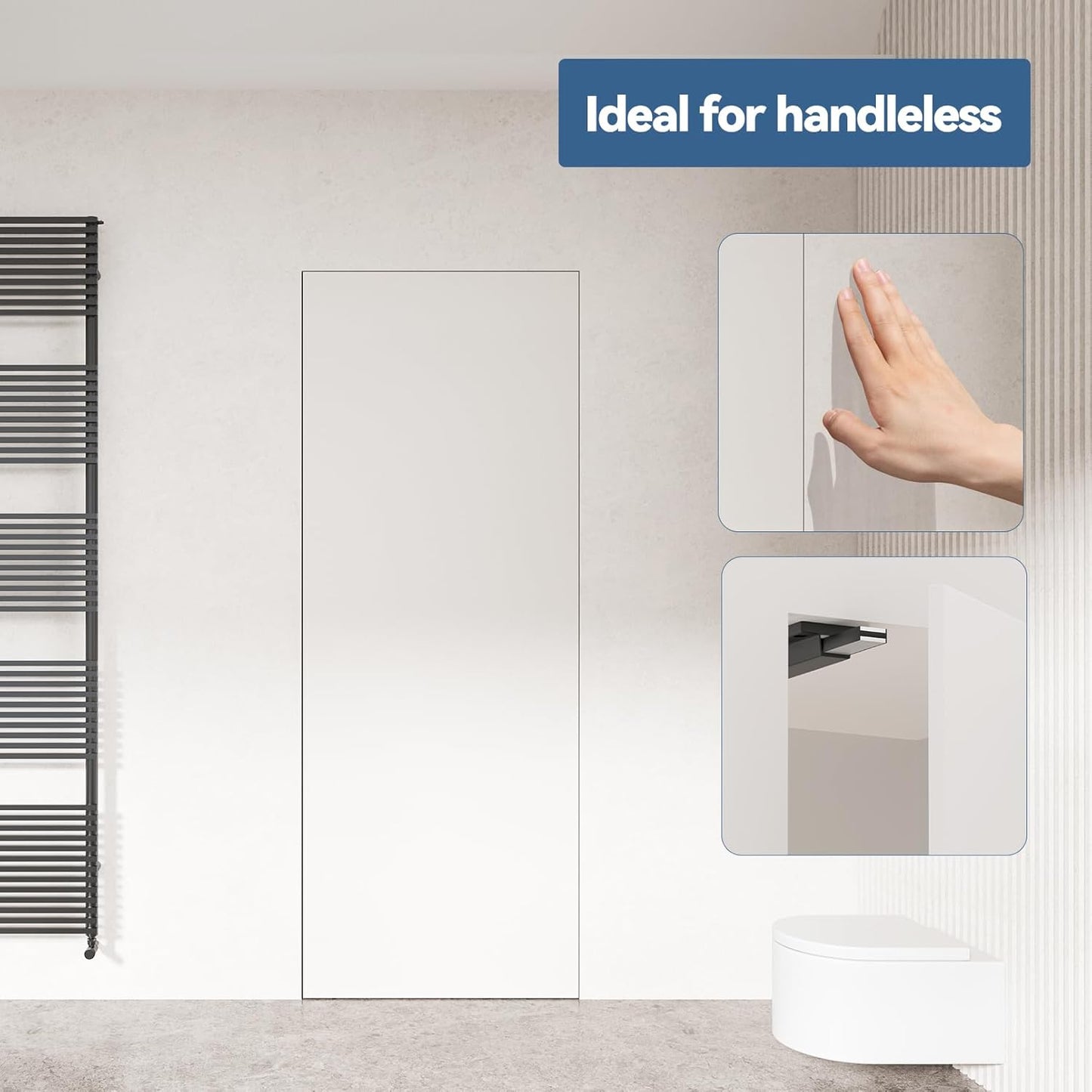 Tonitrui Heavy Duty Magnetic Push Latch for Large Doors - Easy Nail-Free Installation - Kitchen Drawer or Cabinet Touch Release Catch - Black (2 Pack)