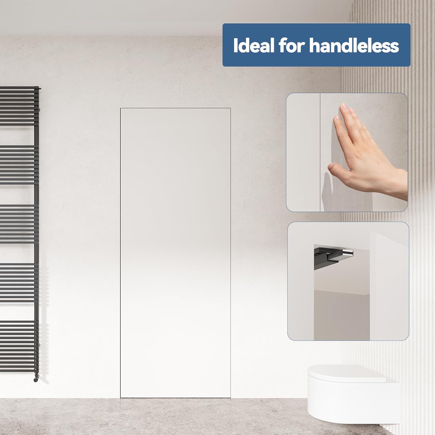 Tonitrui Heavy Duty Magnetic Push Latch for Large Doors - Easy Nail-Free Installation - Kitchen Drawer or Cabinet Touch Release Catch - Black (2 Pack)