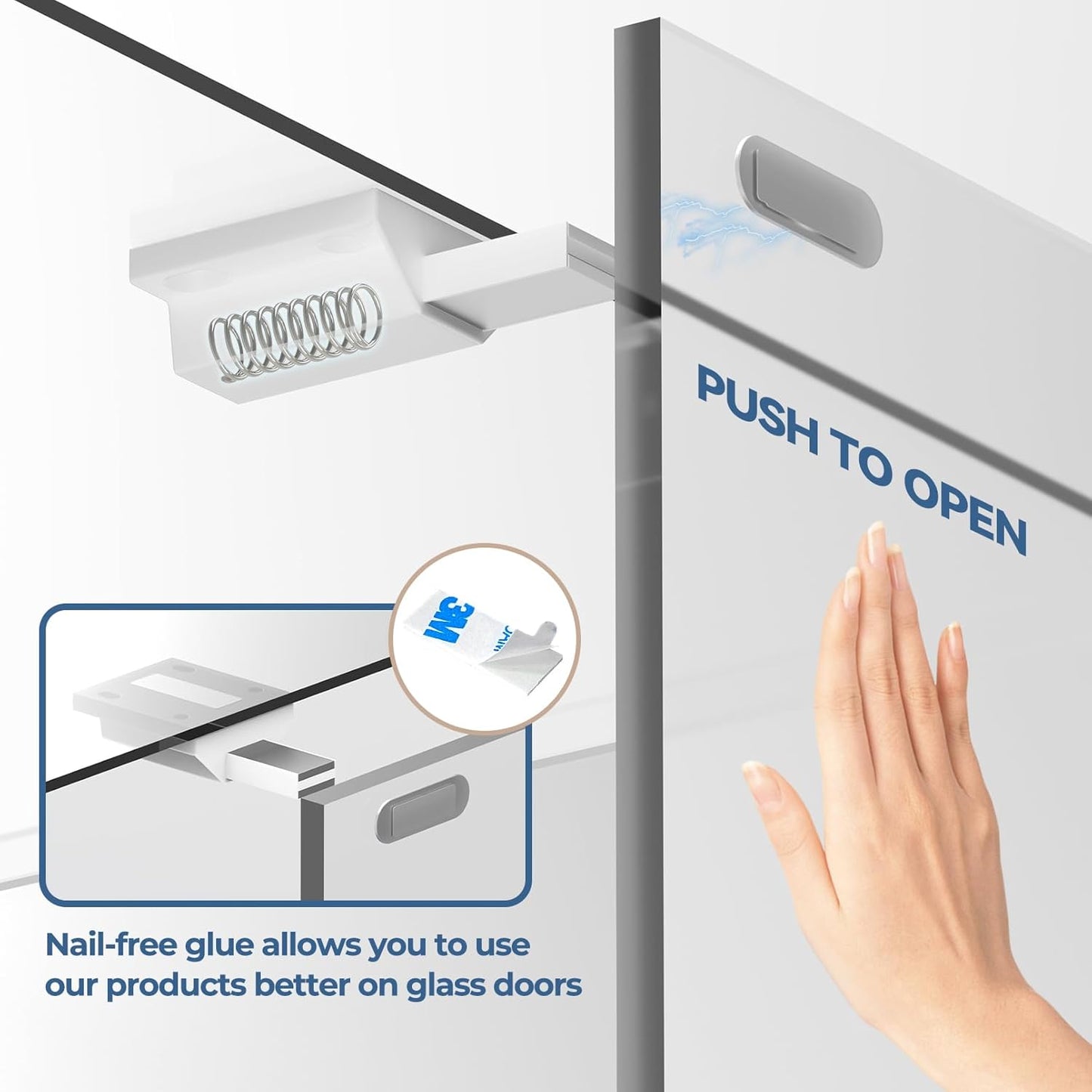 Tonitrui Magnetic Push Latches - Easy Installation Touch Latches for Cabinet Doors - Pack of 12 White Latches