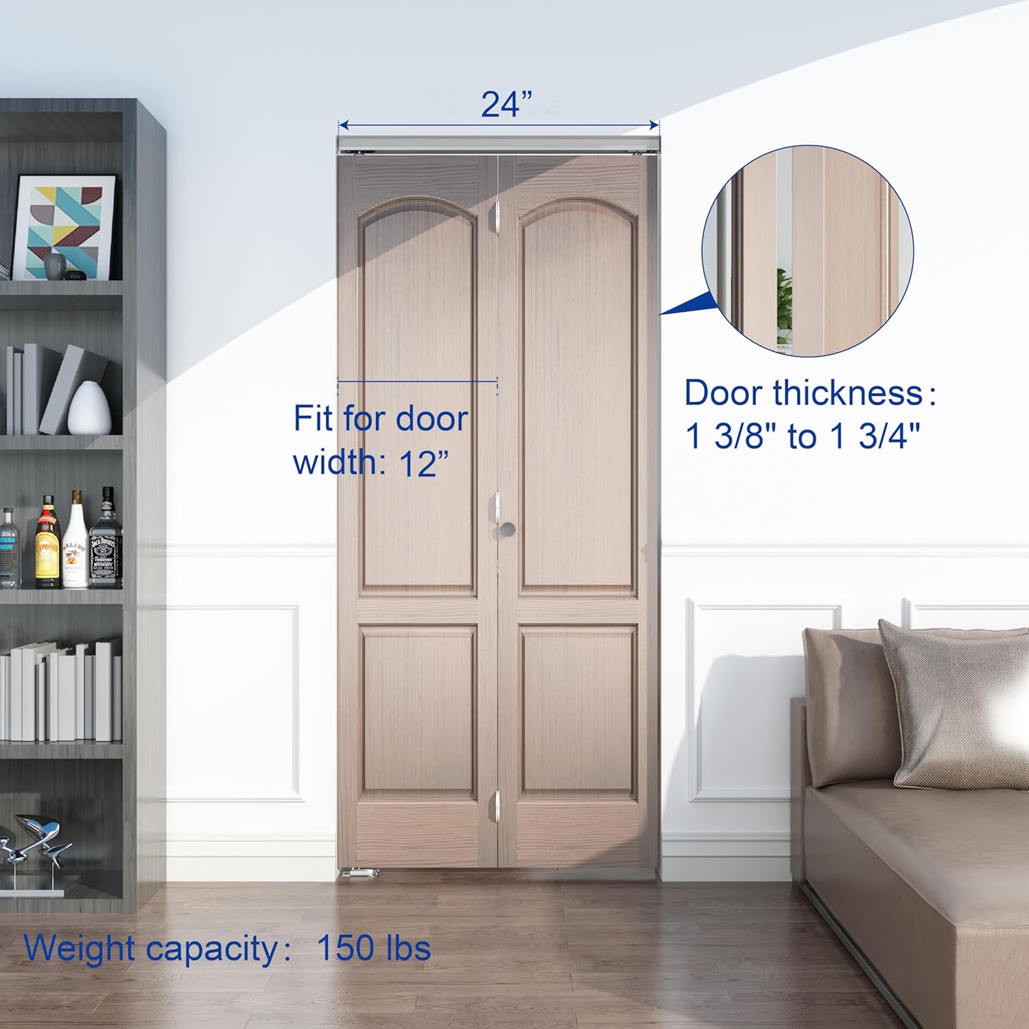 Top Mounted Bifold Door Hardware Kit for 2 Doors, 24" Folding Door Hardware for Bedroom, Bathroom, Closet - JUBEST - WildKart