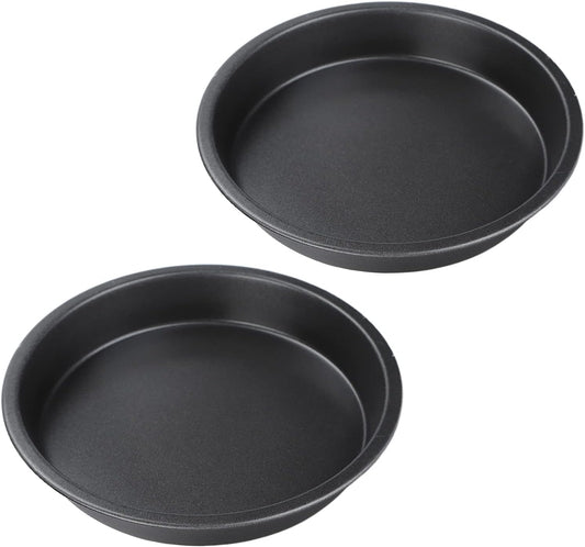 TOPINCN 2-Pack Non Stick Carbon Steel Deep Pizza Pans - 6 Inch Baking Pan Set for Kitchen & Bakery