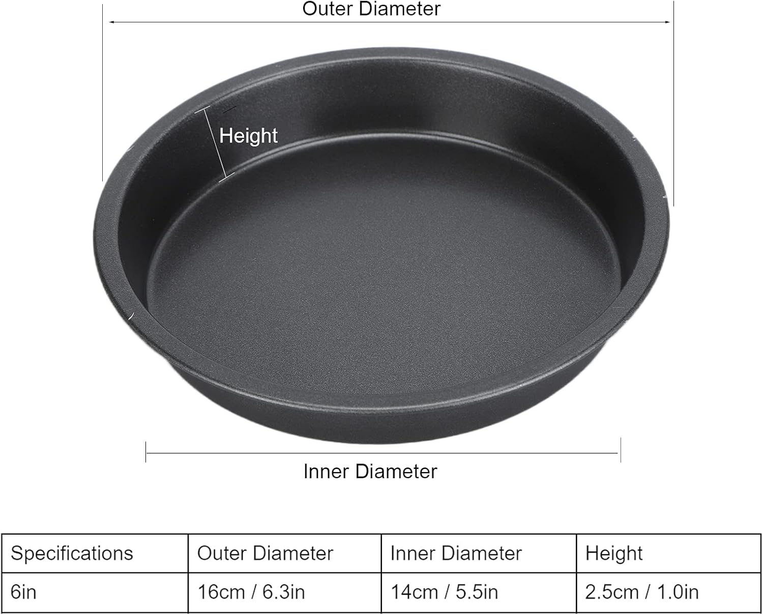 TOPINCN 2-Pack Non Stick Carbon Steel Deep Pizza Pans - 6 Inch Baking Pan Set for Kitchen & Bakery