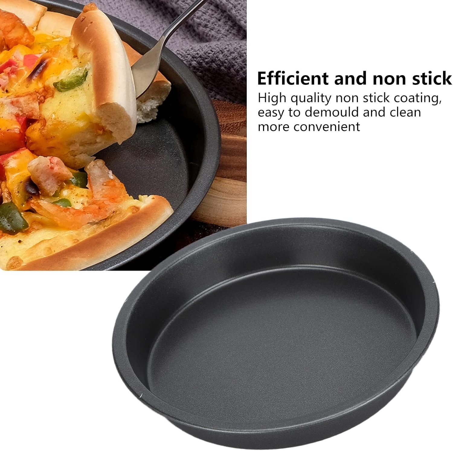 TOPINCN 2-Pack Non Stick Carbon Steel Deep Pizza Pans - 6 Inch Baking Pan Set for Kitchen & Bakery