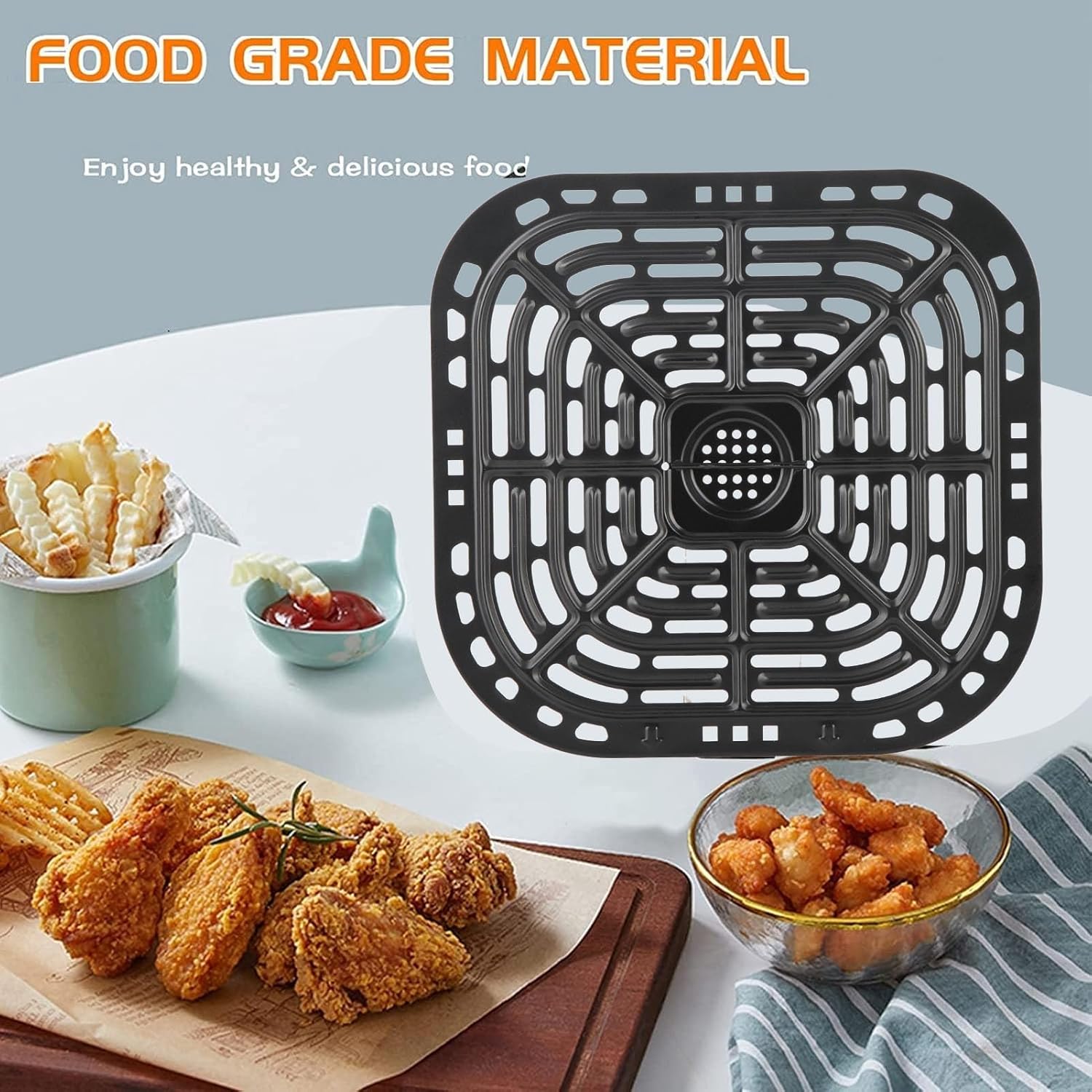 TOPINCN Stainless Steel Air Fryer Grill Crisper Plate - Replacement Tray for Air Fryer (24x23cm)