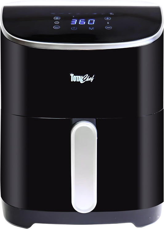 Total Chef 5 Quart Air Fryer - 1700W High Power Digital Touchscreen, 8 Preset Cooking Functions, Non-Stick Basket, Oil-Free Healthy Frying, Family-Sized, Easy to Clean - Black