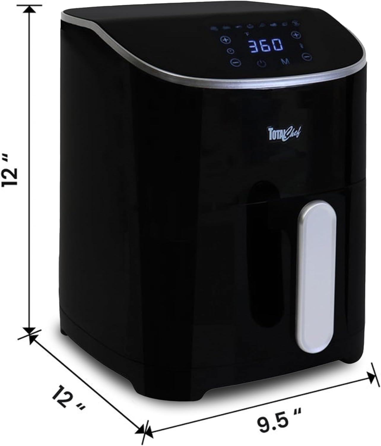 Total Chef 5 Quart Air Fryer - 1700W High Power Digital Touchscreen, 8 Preset Cooking Functions, Non-Stick Basket, Oil-Free Healthy Frying, Family-Sized, Easy to Clean - Black