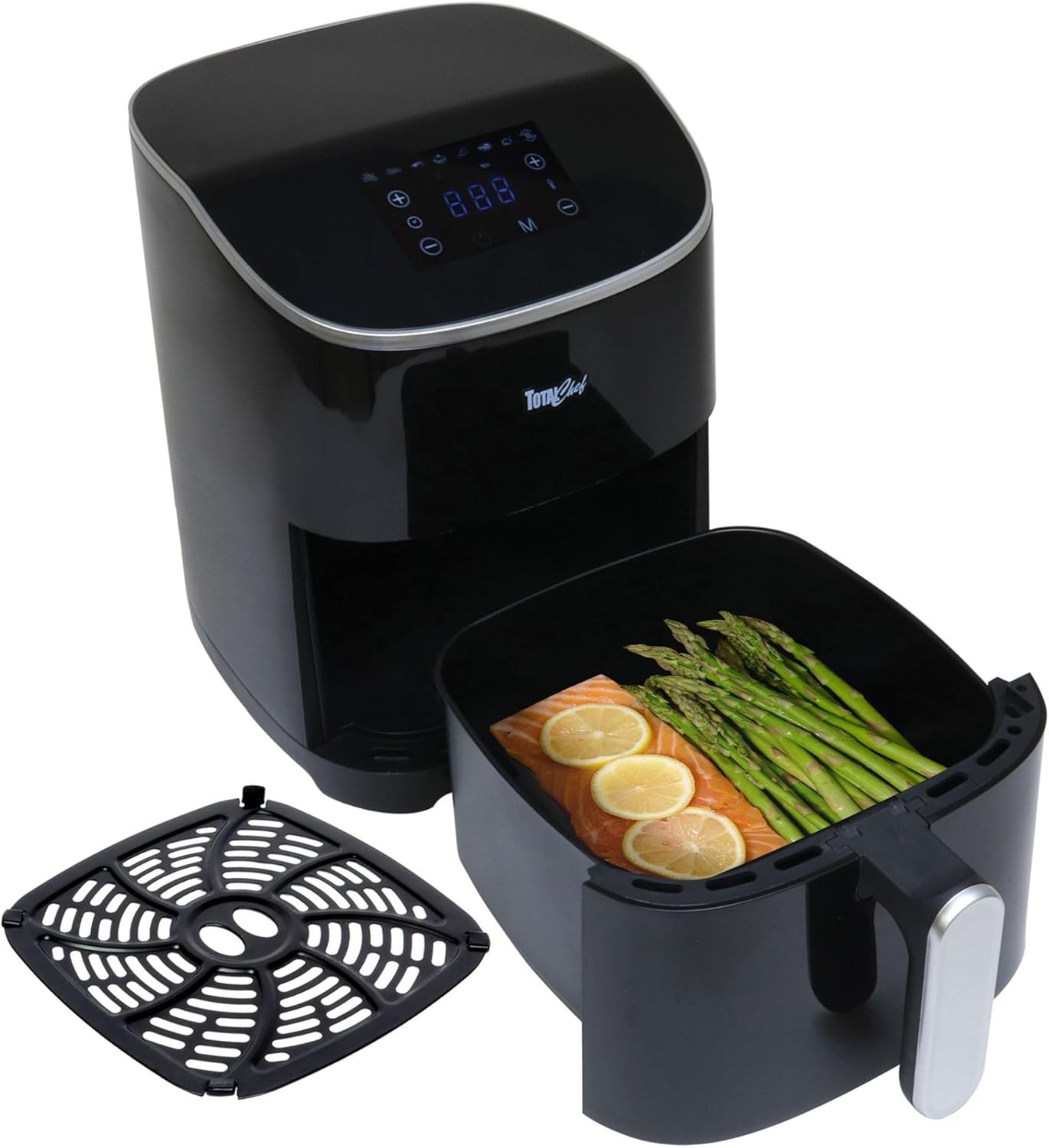 Total Chef 5 Quart Air Fryer - 1700W High Power Digital Touchscreen, 8 Preset Cooking Functions, Non-Stick Basket, Oil-Free Healthy Frying, Family-Sized, Easy to Clean - Black