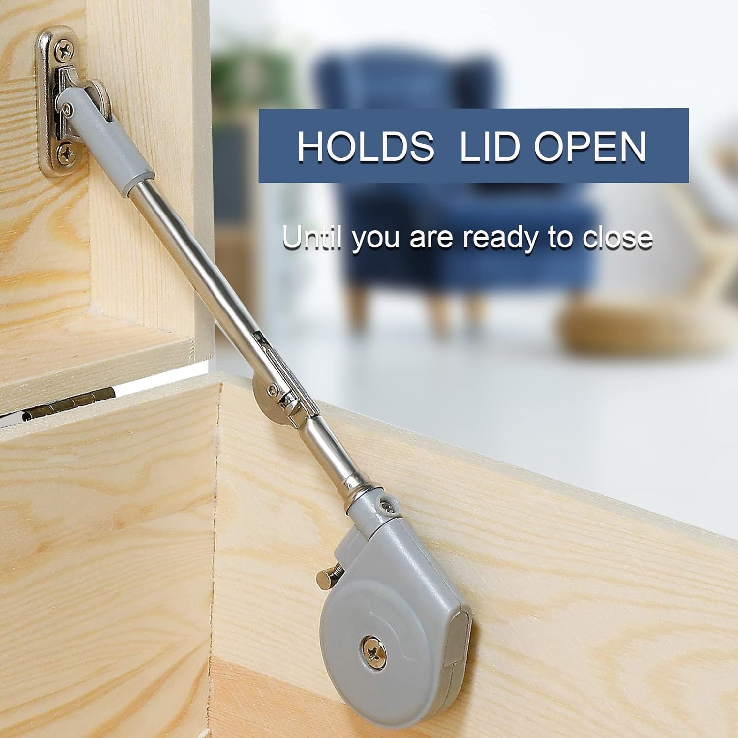 Toy Box Lid Stay with Soft Close, 105 Degree Opening, Support Hinges for Upward Top-Opening Flap Doors - 15-25lb Capacity - 2pcs