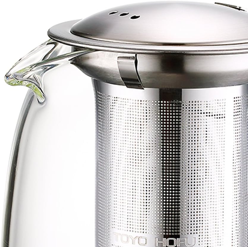 TOYO HOFU Glass Tea Pot with Infuser and Lid - Stovetop Safe - Heat Resistant - 1000ml/35oz - Perfect Gift for Tea Lovers
