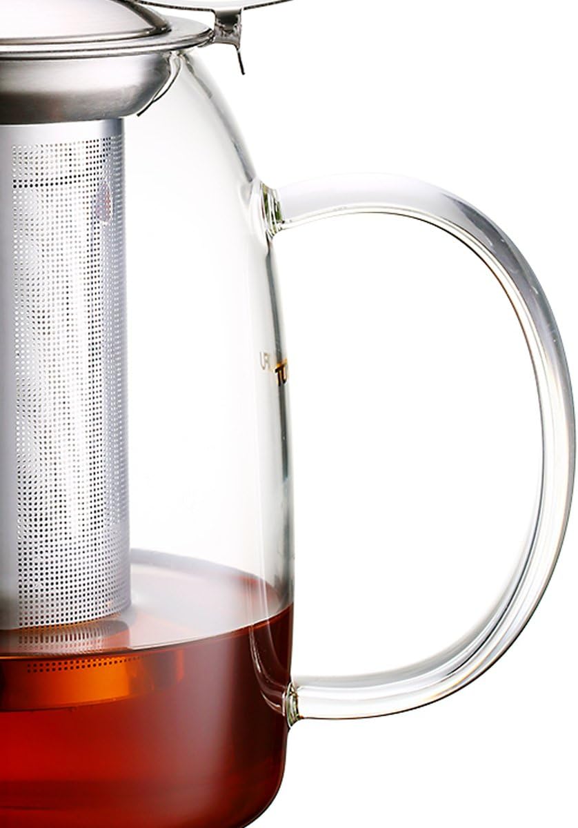 TOYO HOFU Glass Tea Pot with Infuser and Lid - Stovetop Safe - Heat Resistant - 1000ml/35oz - Perfect Gift for Tea Lovers
