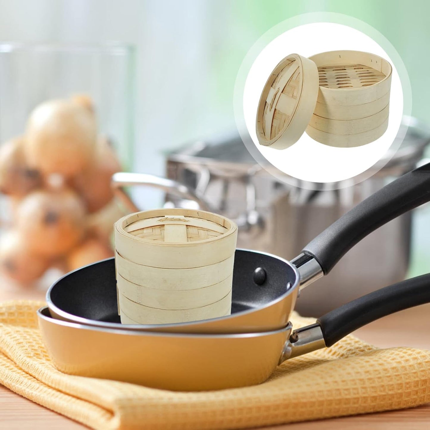 Traditional Chinese Bao Steamer Set - Includes Steam Basket, Egg Steamer, and Cookware for Steamed Buns and Dim Sum