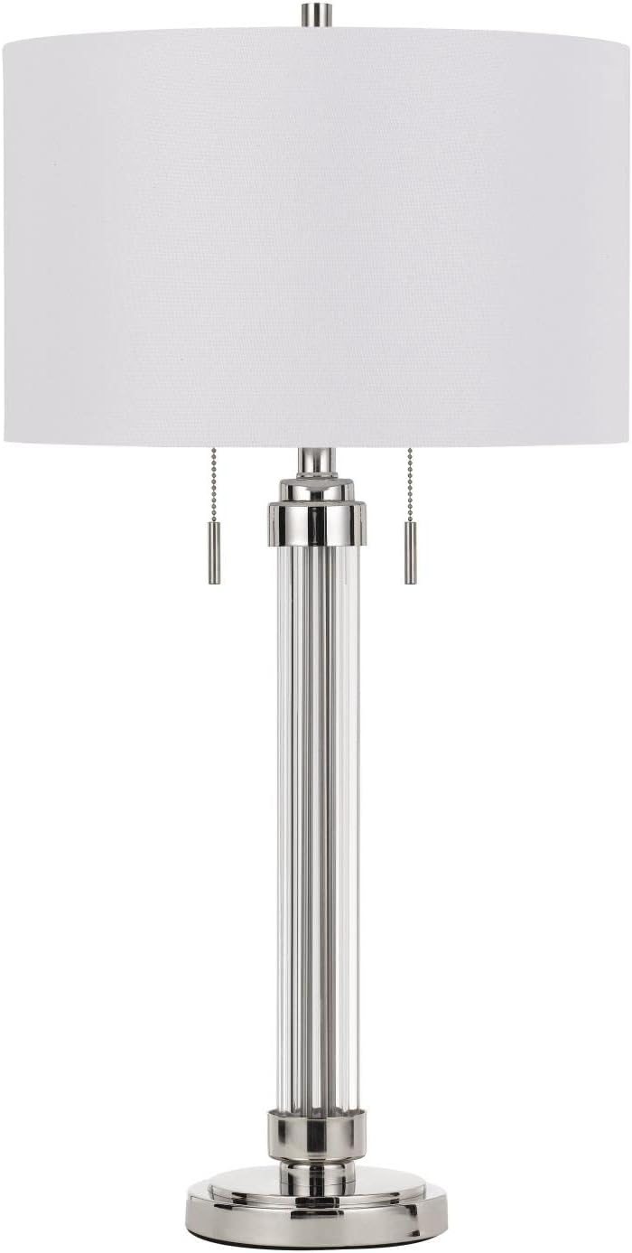 Transitional Two Light Table Lamp from Montilla Collection in Pewter, Nickel, Silver Finish - 16.00 inches