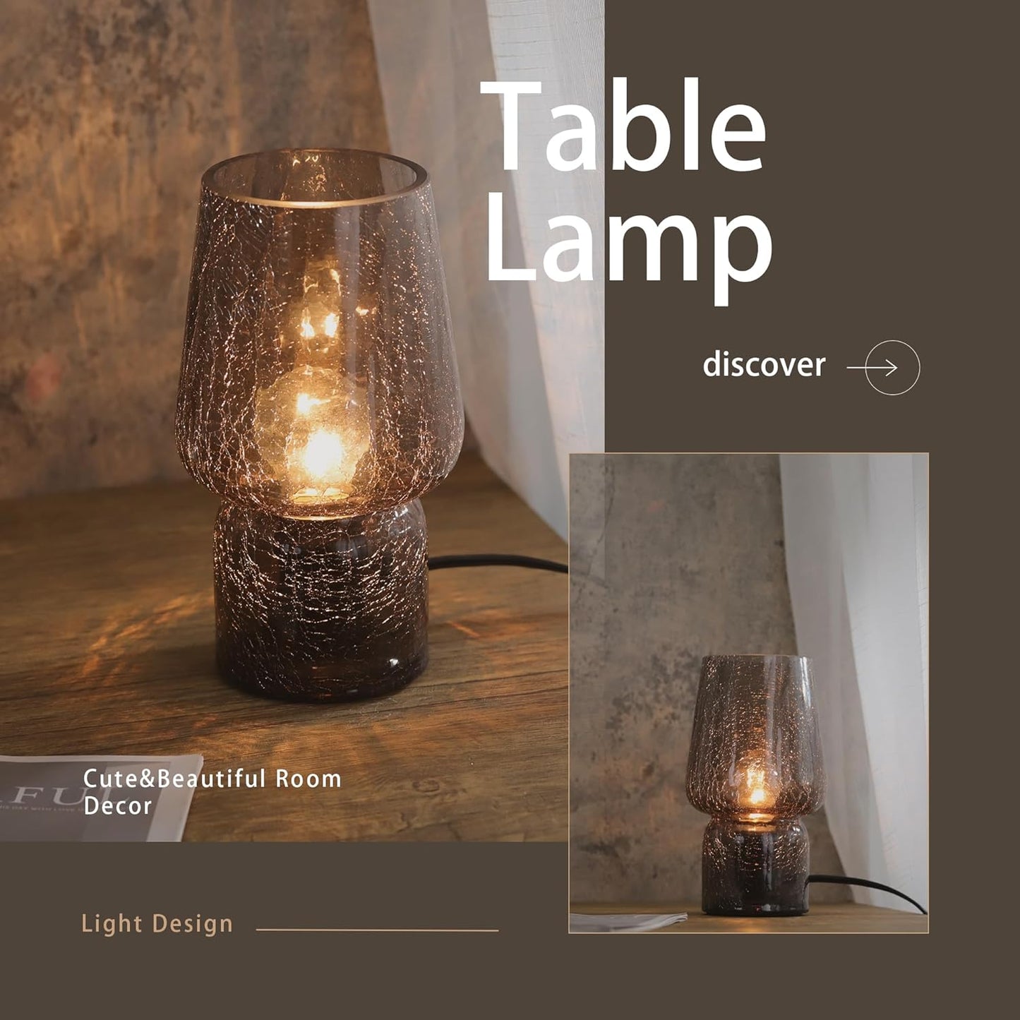 Translucent Raindrop Mushroom Table Lamp - Small Cute Nightstand Light for Bedrooms and Kitchens - Perfect Gift for Girls - Black Color