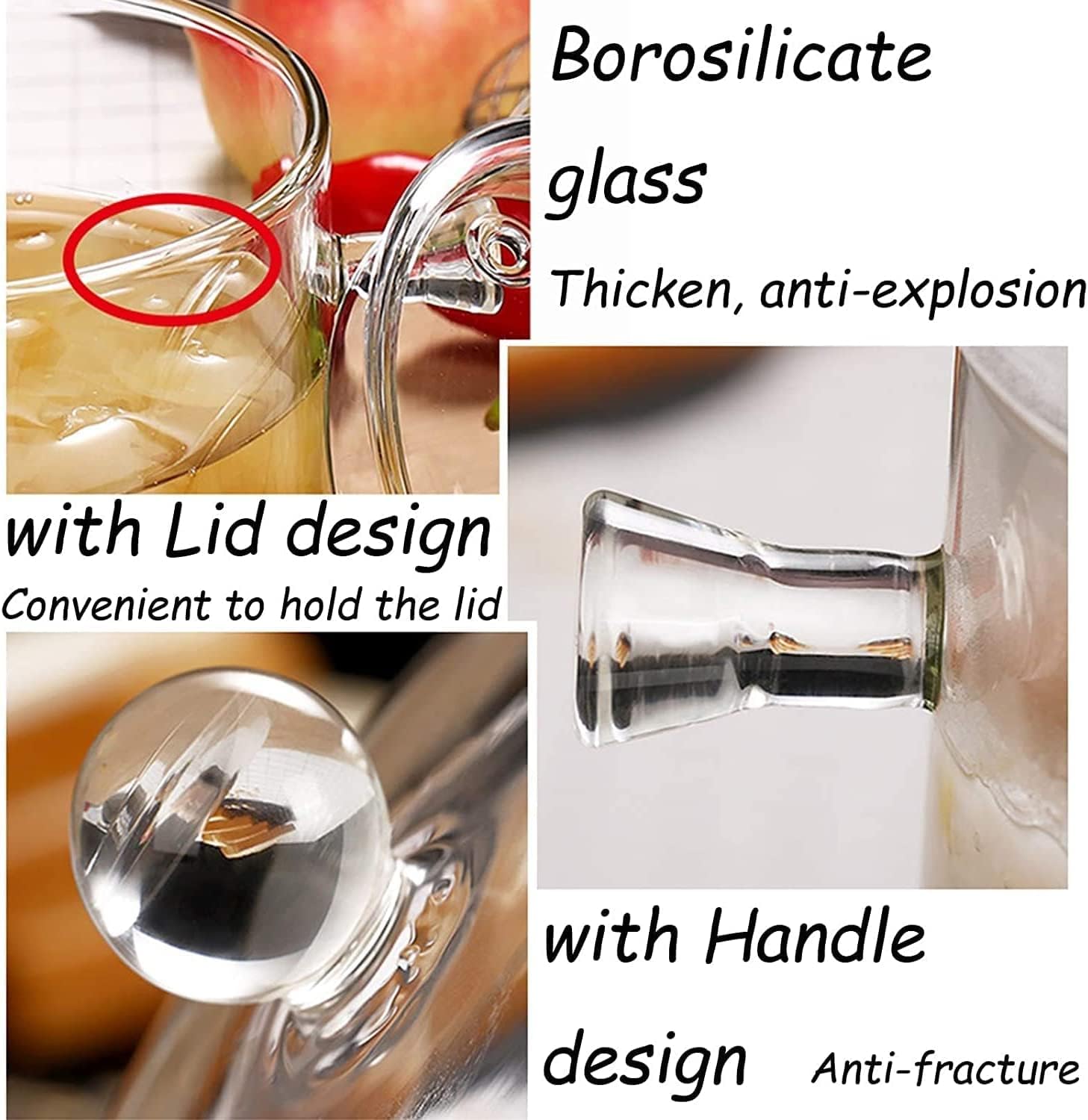 Transparent Glass Saucepan with Cover - 2.5L Borosilicate Nonstick Pot for Stovetop Cooking of Pasta, Noodles, Chocolate - Heat-Resistant Milk Pan