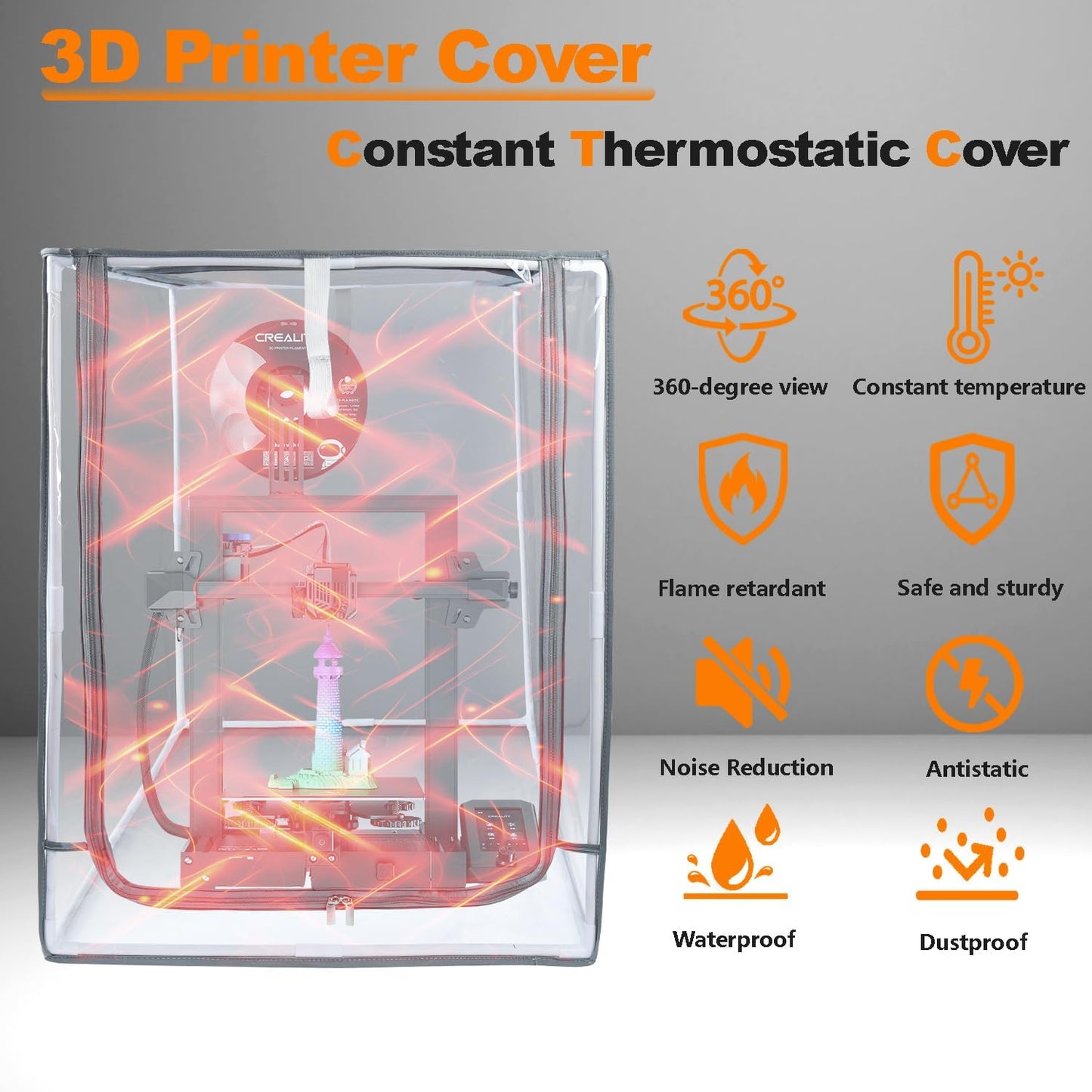 Transparent Waterproof Fireproof Enclosure for Creality Ender 3D Printer Series - NUENSS-ROR Protective Cover for Ender 3, V2, V3, KE, and SE