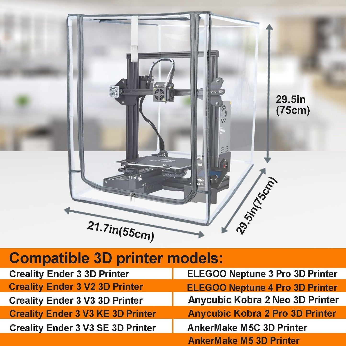 Transparent Waterproof Fireproof Enclosure for Creality Ender 3D Printer Series - NUENSS-ROR Protective Cover for Ender 3, V2, V3, KE, and SE