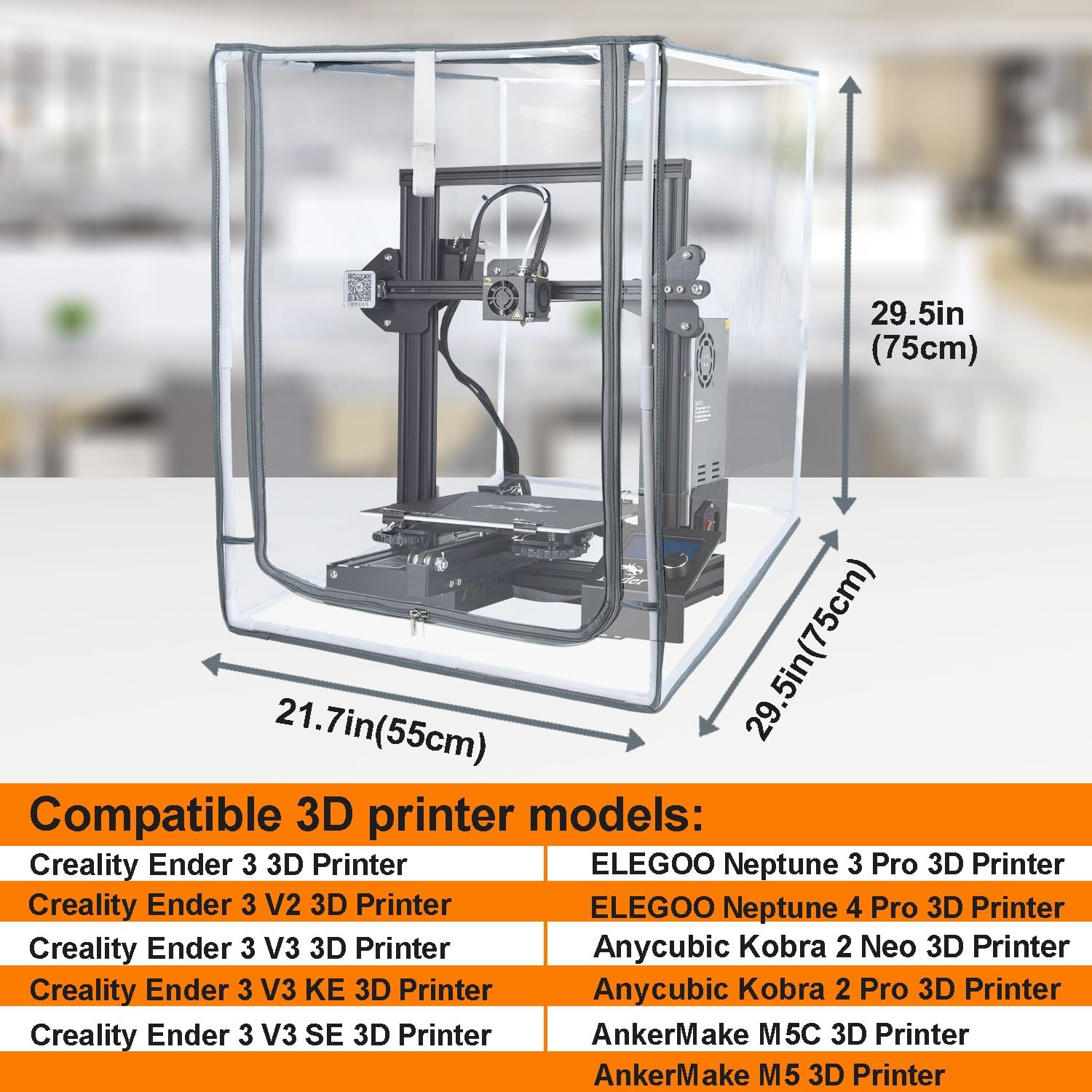 Transparent Waterproof Fireproof Enclosure for Creality Ender 3D Printer Series - NUENSS-ROR Protective Cover for Ender 3, V2, V3, KE, and SE