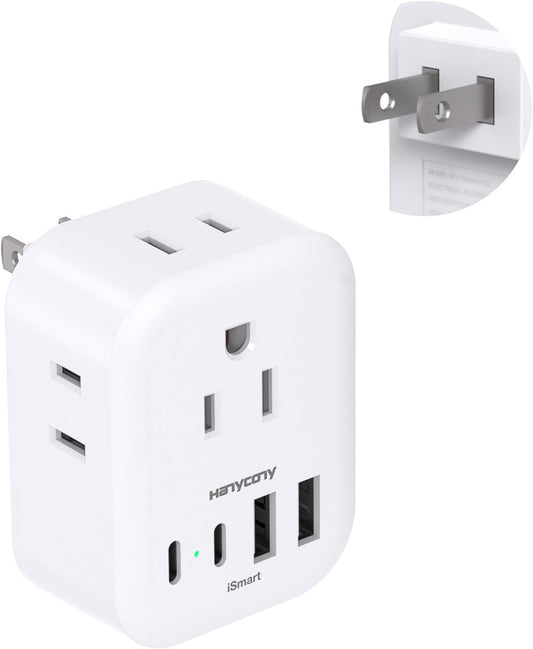 Travel Essentials: HANYCONY US to Japan Plug Adapter with 4 Outlets and 4 USB Ports, Type A Plug Adapter for American Travelers